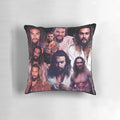 Jason Momoa collage poster featuring the actor in his iconic roles from Game of Thrones, Aquaman, and more.