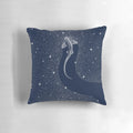 A vibrant pillow design featuring a majestic leopard shark swimming amidst a cosmic backdrop of stars and galaxies.
