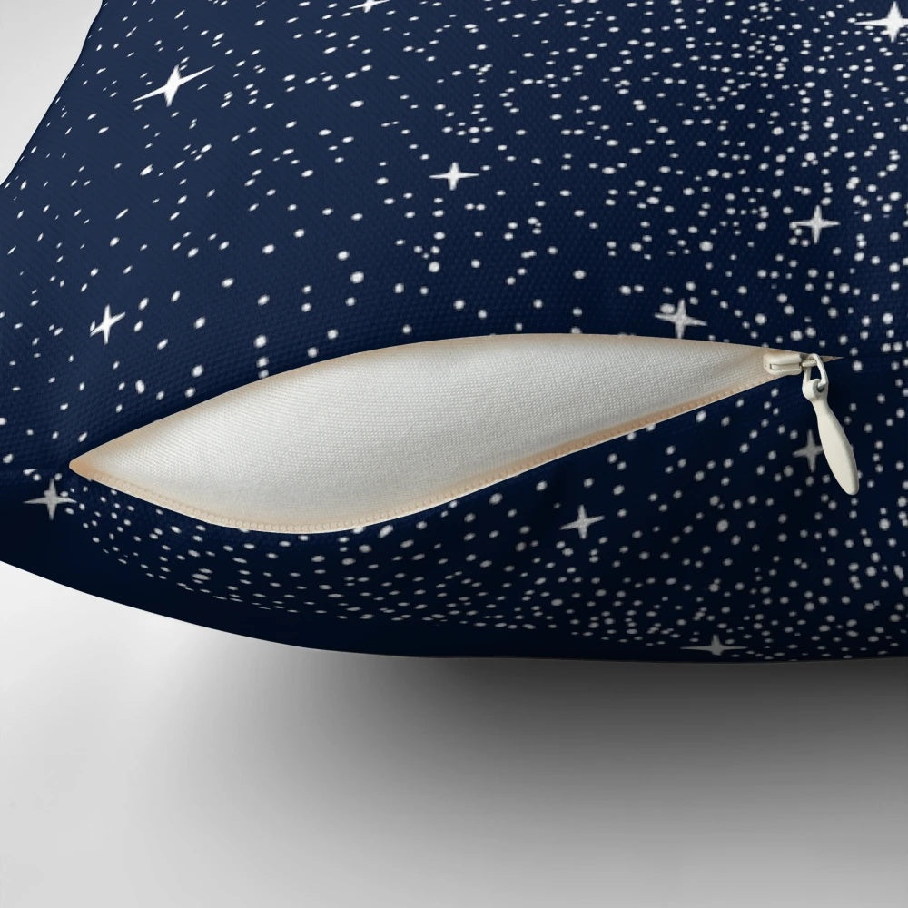 A vibrant pillow design featuring a majestic leopard shark swimming amidst a cosmic backdrop of stars and galaxies.