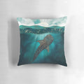 Metallic gold pillow featuring a detailed whale shark design in an abstract, contemporary style