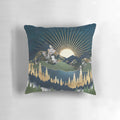 Midnight mountains landscape pillow with abstract, contemporary nature design