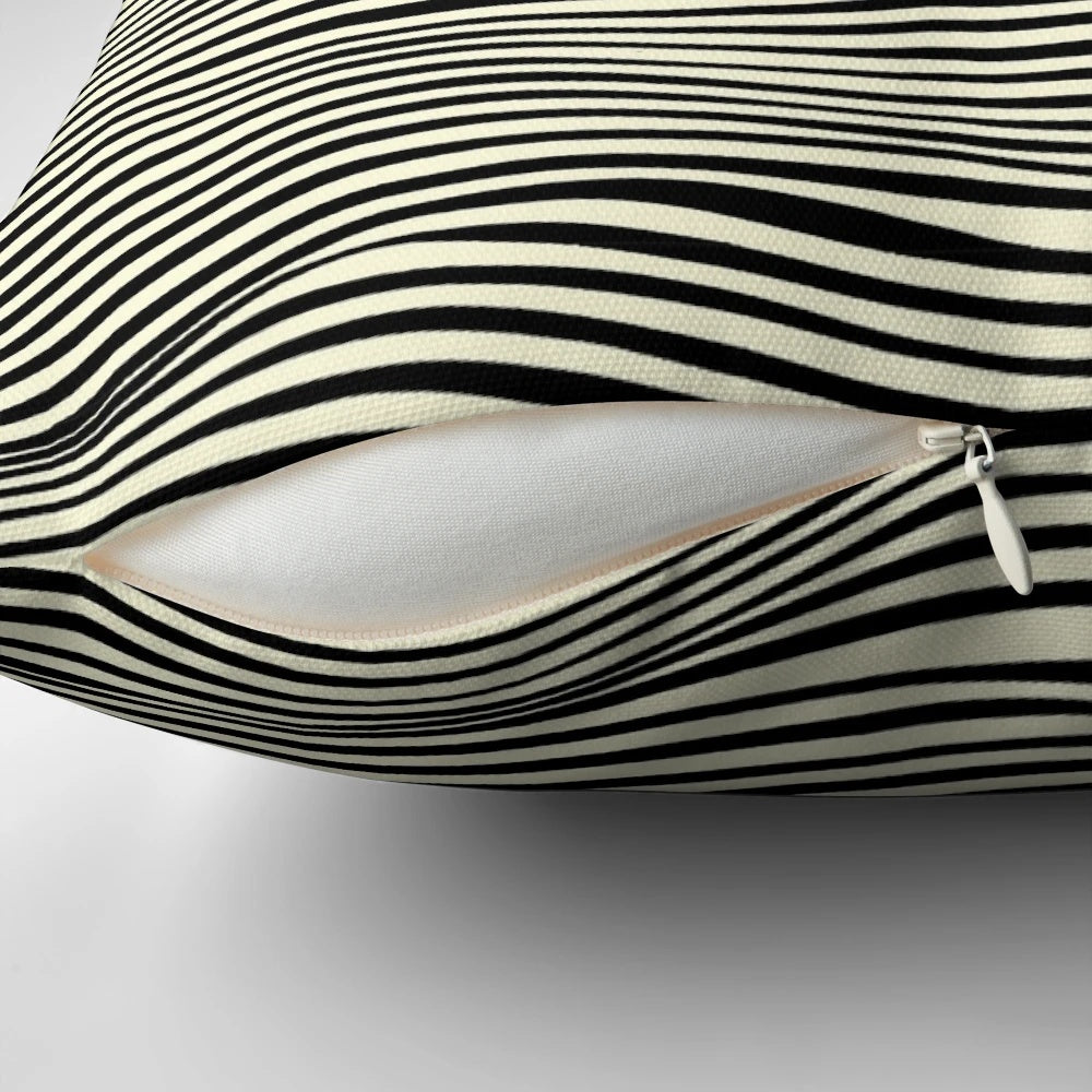 Vibrant, surreal optical illusion pillow featuring a captivating boat ride scene