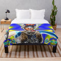 Psychedelic knight in armor plush blanket with nature-inspired abstract patterns