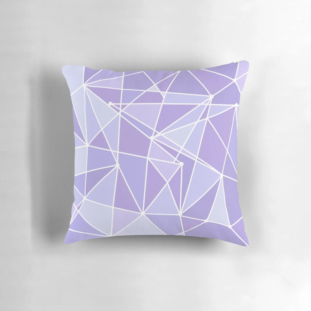 Purple galaxy-themed wall pillow with geometric and lavender designs, perfect for themed decor in a Disney-inspired space.