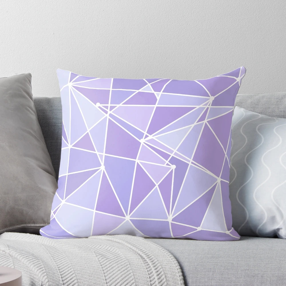 Purple galaxy-themed wall pillow with geometric and lavender designs, perfect for themed decor in a Disney-inspired space.