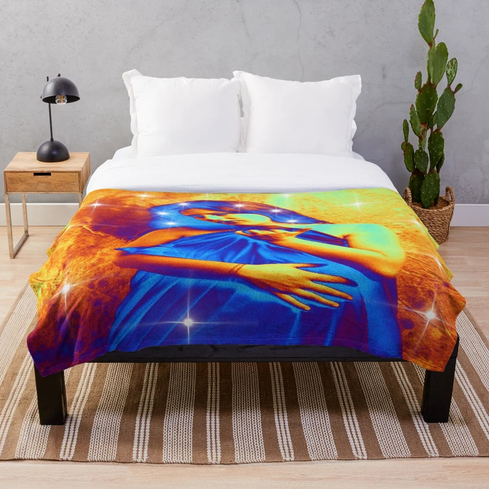 Colorful and vibrant plush blanket with a star dream abstract pattern design