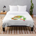 Quetzalcoatl, the feathered serpent deity, featured on a cozy plush blanket inspired by ancient Mesoamerican mythology.