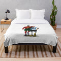 Messi Ronaldo inspired plush blanket with soccer illustration