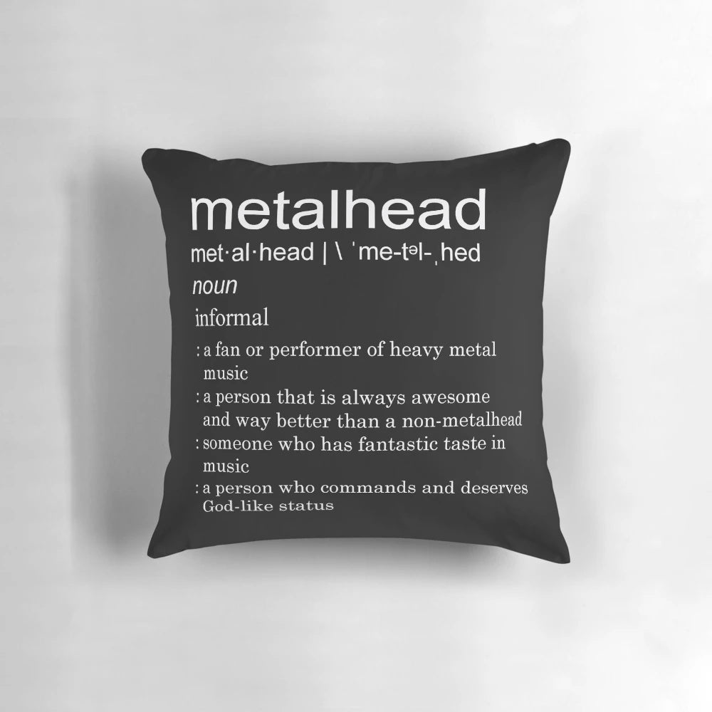 Metalhead Passion Pillow with Metal Symbols and Typography