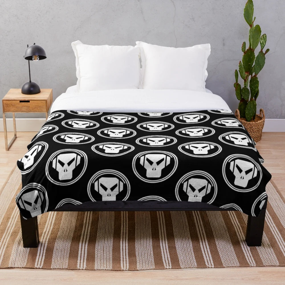 Metalheadz inspired plush blanket with soft, cozy design