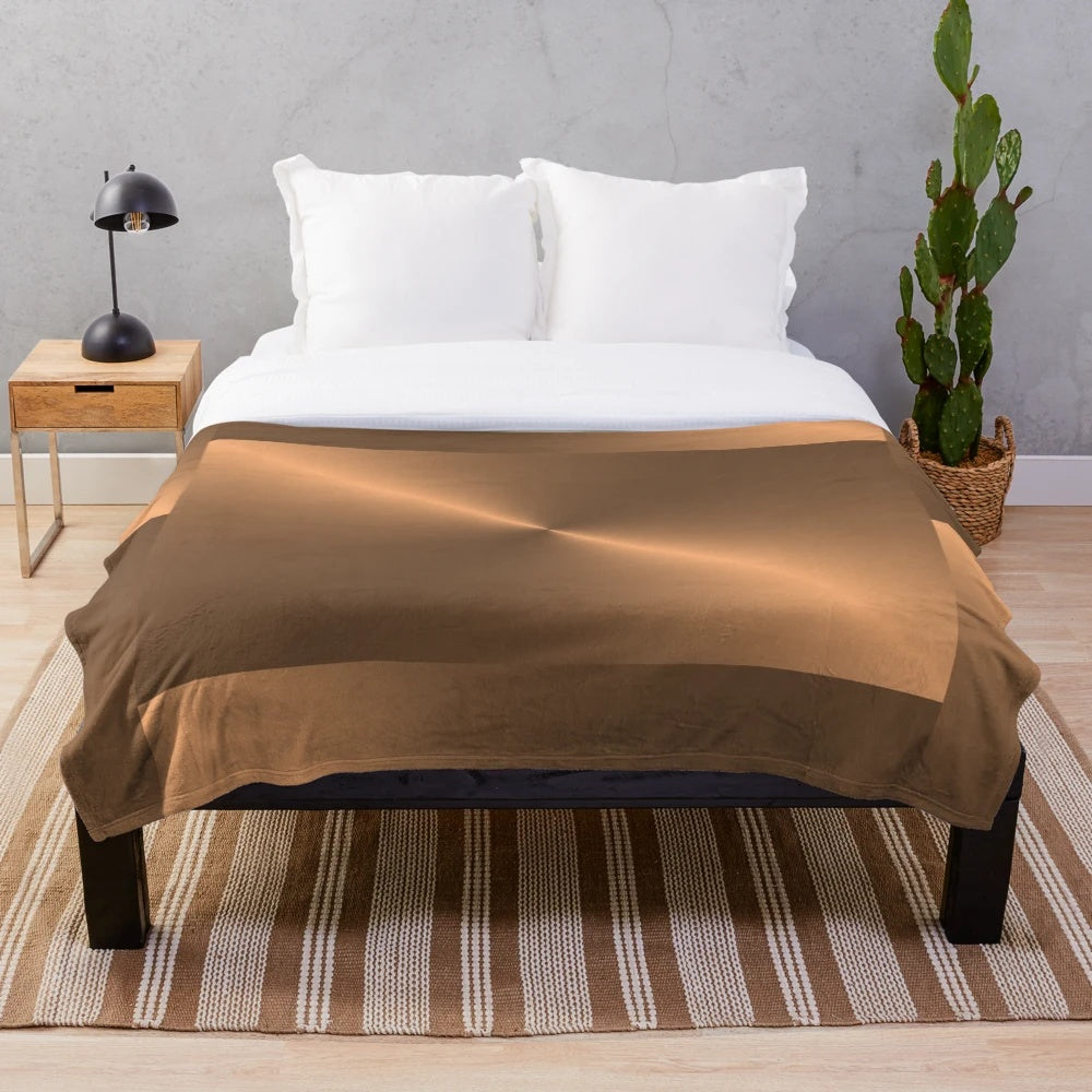 Brushed copper plush blanket with metallic illustration design
