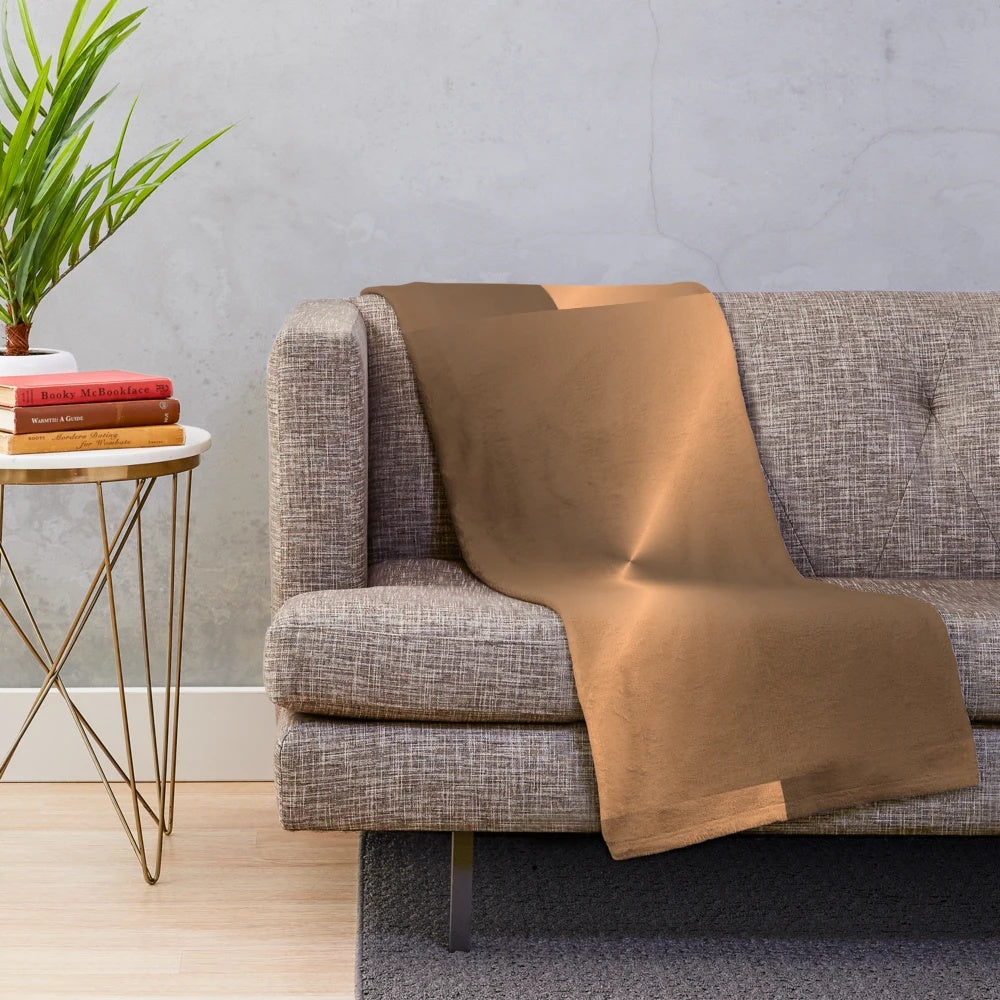Brushed copper plush blanket with metallic illustration design