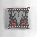 Metallic Christmas pillow with a goth-inspired design featuring a pixel art snowflake and ram head