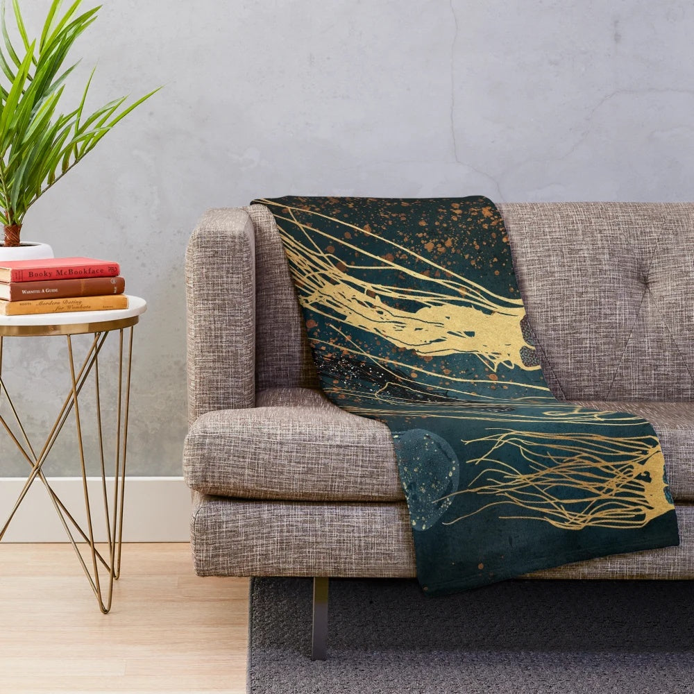 Metallic jellyfish plush blanket
