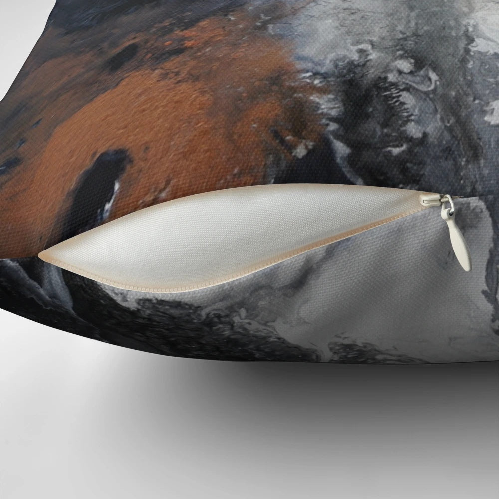 Metallic monochrome copper accent pillow