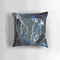 Metallic Ocean III Pillow with abstract ocean and sea life design