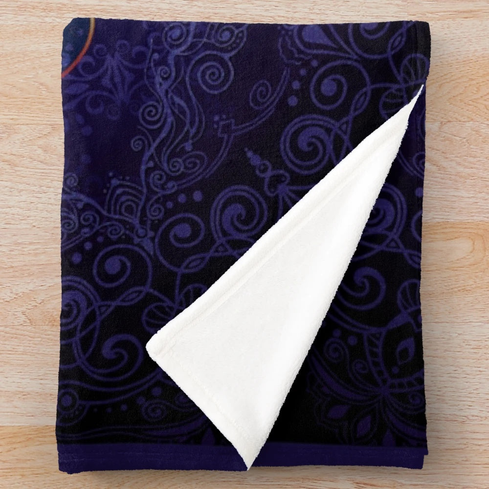 Metatron's Cube inspired plush blanket with sacred geometry design
