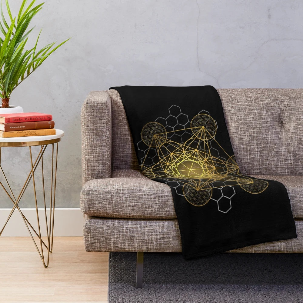 Plush blanket featuring a Metatron's Cube sacred geometry design