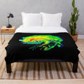 Plush blanket featuring weather radar imagery and meteorology-related graphics