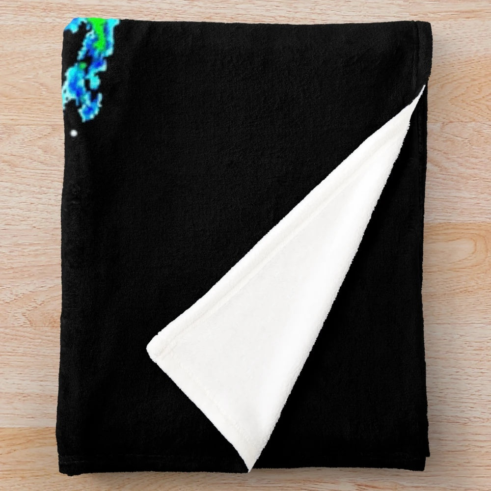 Plush blanket featuring weather radar imagery and meteorology-related graphics