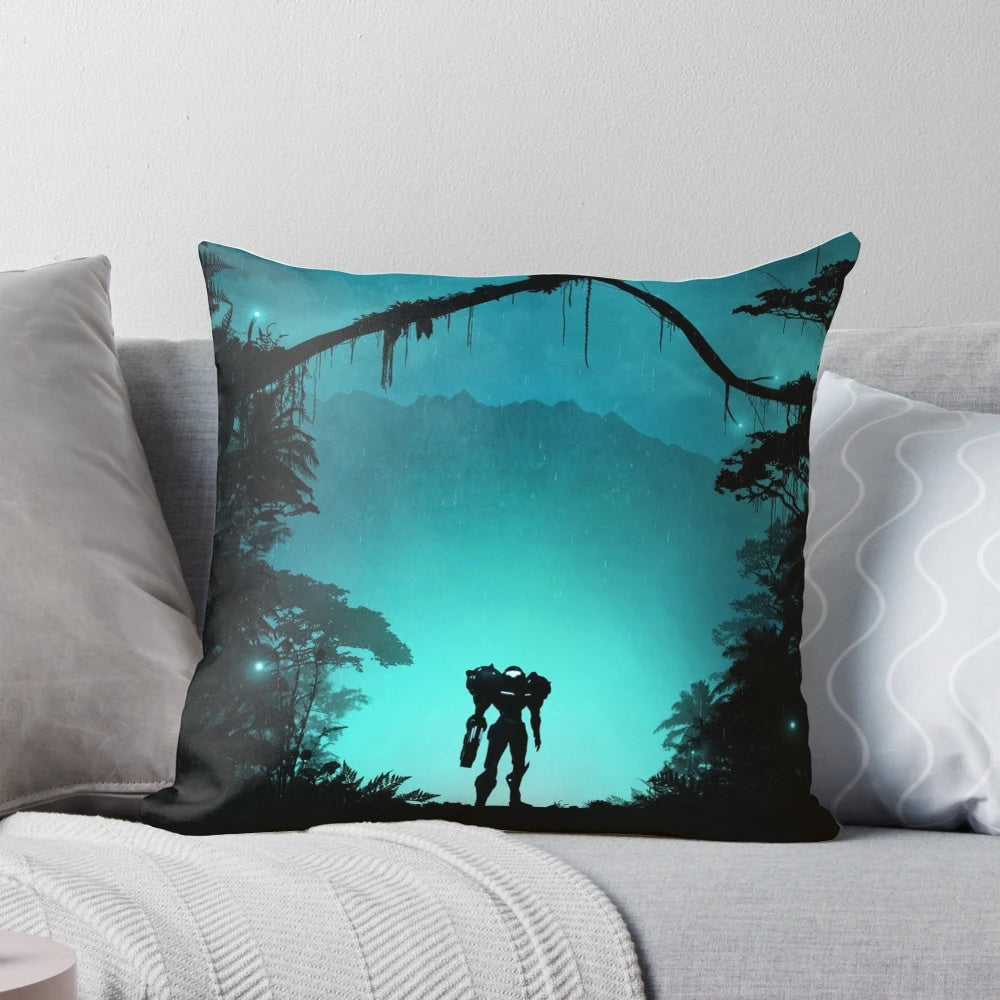 Metroid Samus Aran Bounty Hunter Pillow - Officially Licensed Sci-Fi Jungle Bedding