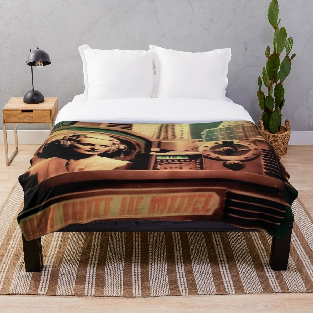 Metropolis City Futuristic Plush Blanket with Cinematic Sci-Fi Inspired Design