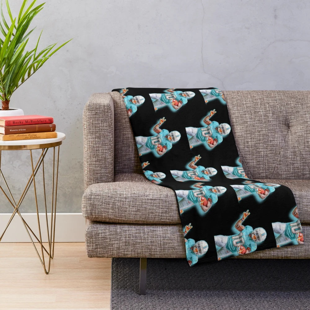 Miami Dolphins inspired plush blanket with ocean and sea pattern