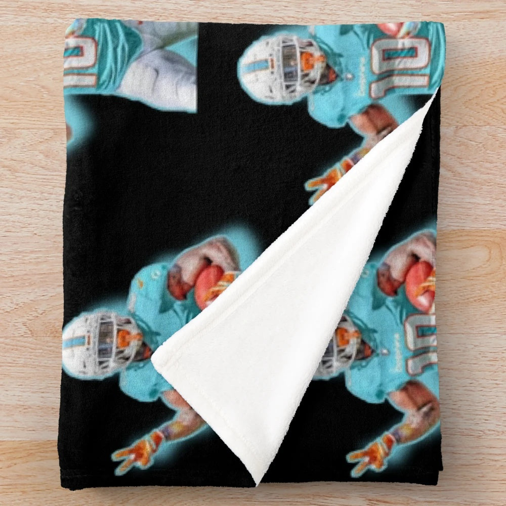 Miami Dolphins inspired plush blanket with ocean and sea pattern