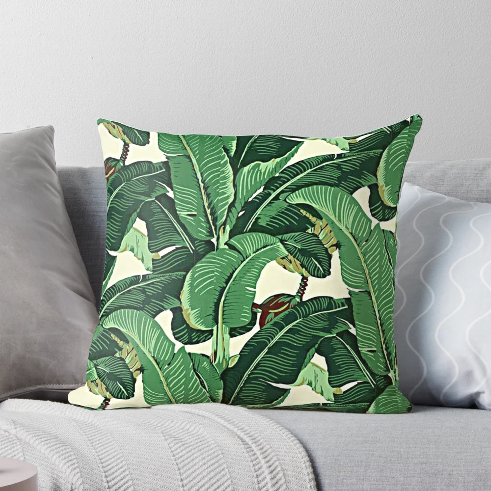 Devereaux retro-style palm printed bedroom pillow in a Miami-inspired design