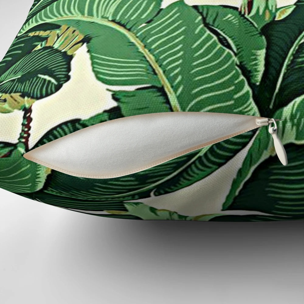 Devereaux retro-style palm printed bedroom pillow in a Miami-inspired design