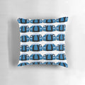 Miata Army Pillow featuring blue and black stripes on a comfortable cushion for automotive enthusiasts