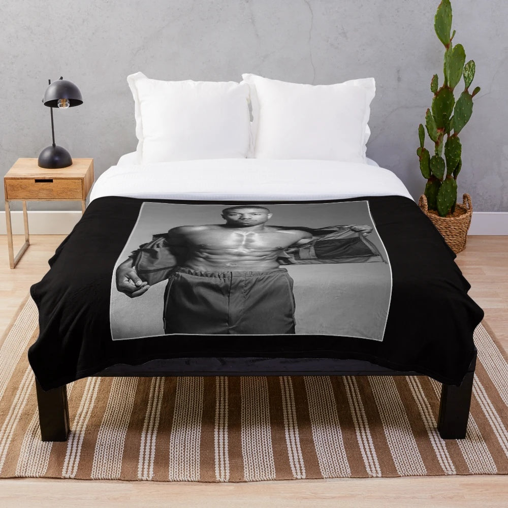 Michael B. Jordan inspired plush blanket featuring fan art design