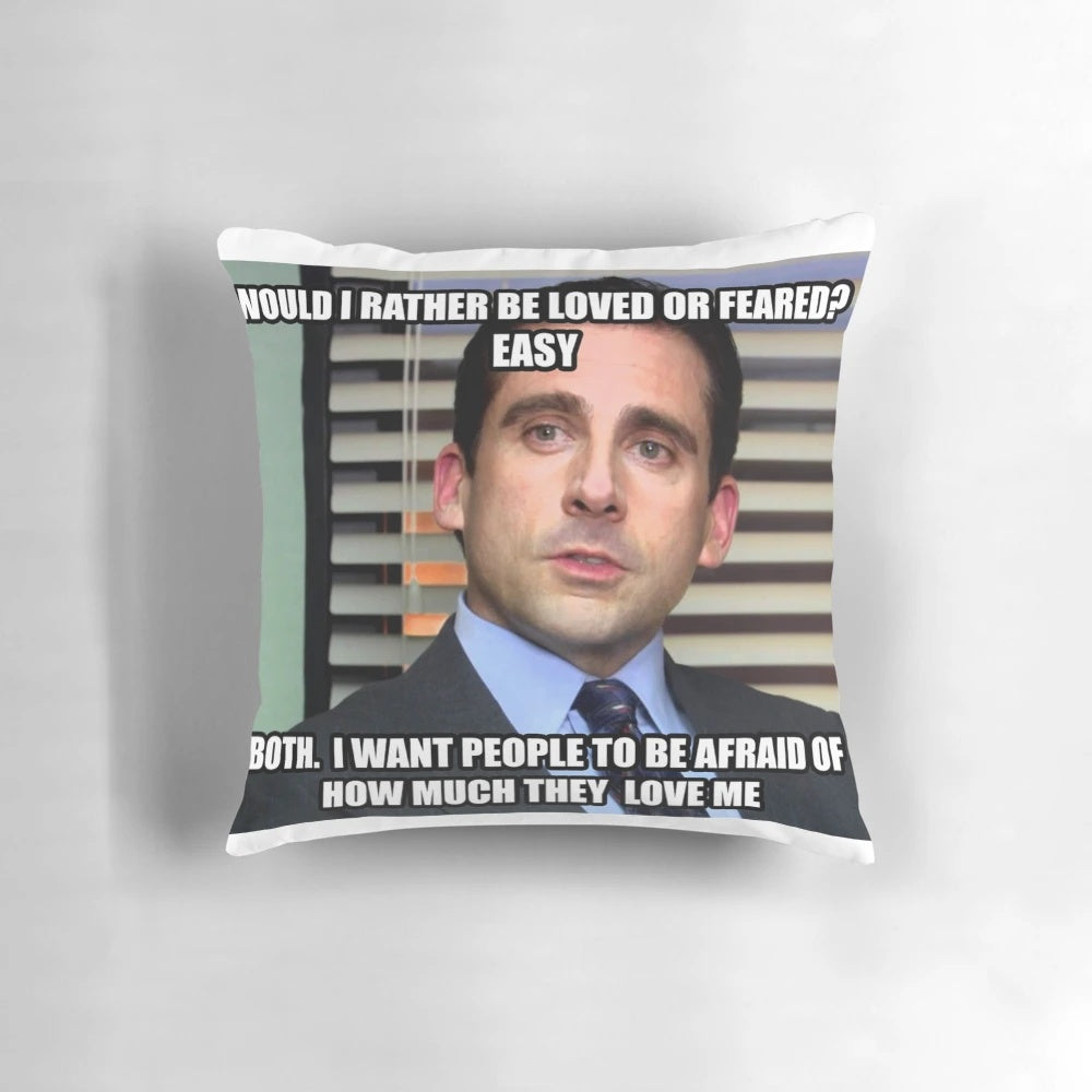 Michael Scott The Office Pillow featuring a quote from the popular TV show