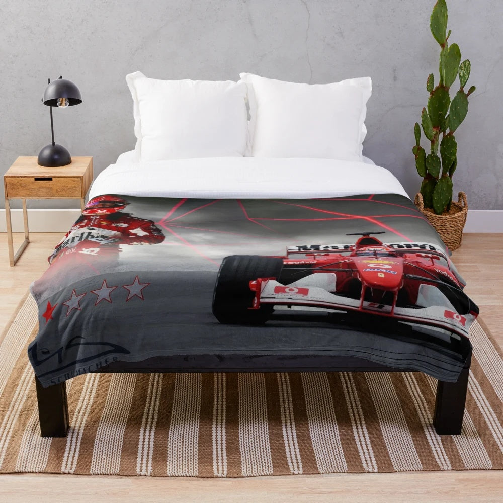 Michel Schumacher inspired plush blanket for Formula 1 and racing fans