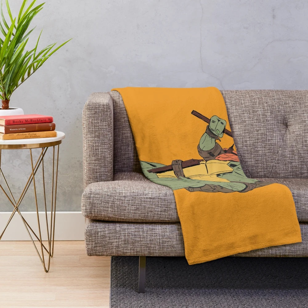 Michelangelo inspired TMNT plush blanket with cool pop art design