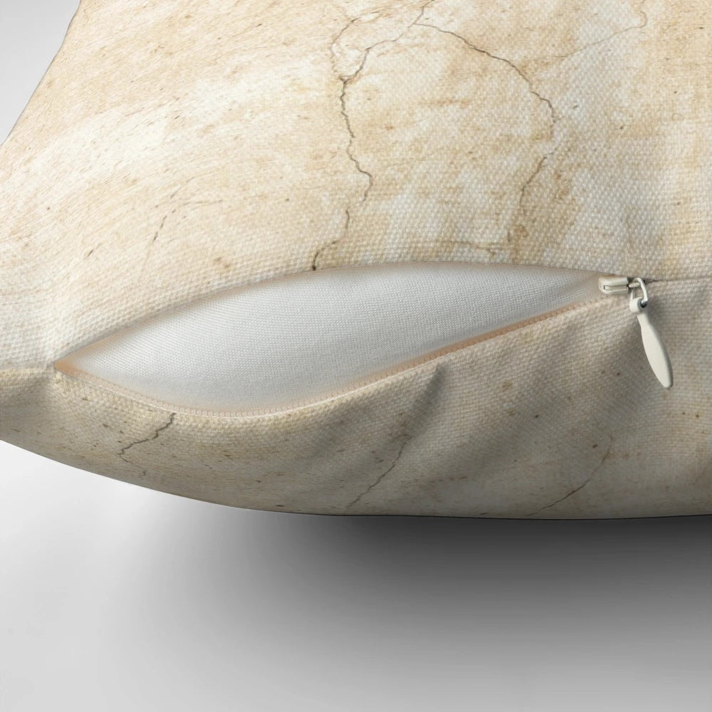 Michelangelo's iconic "Creation of Adam" painting depicted on a soft, decorative pillow for home and office decor.