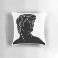 Black decorative pillow featuring the iconic Bust of David sculpture by Michelangelo