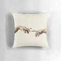 Michelangelo's The Creation of Adam pillow design with a joint and smoking aesthetic
