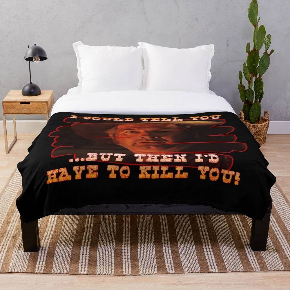 Wolf Creek inspired Mick Taylor plush blanket with digital pop art design