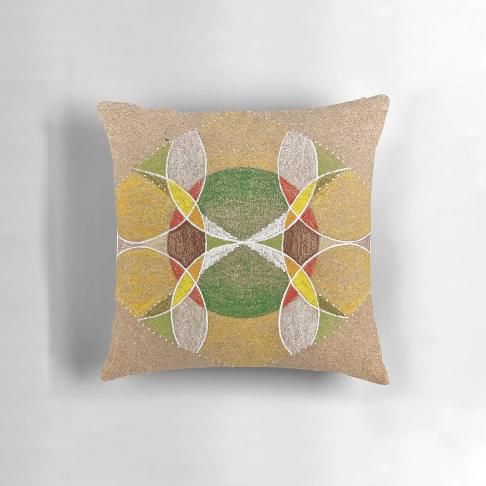 Microspaces modern minimalist decorative throw pillow in green, red, and white tones