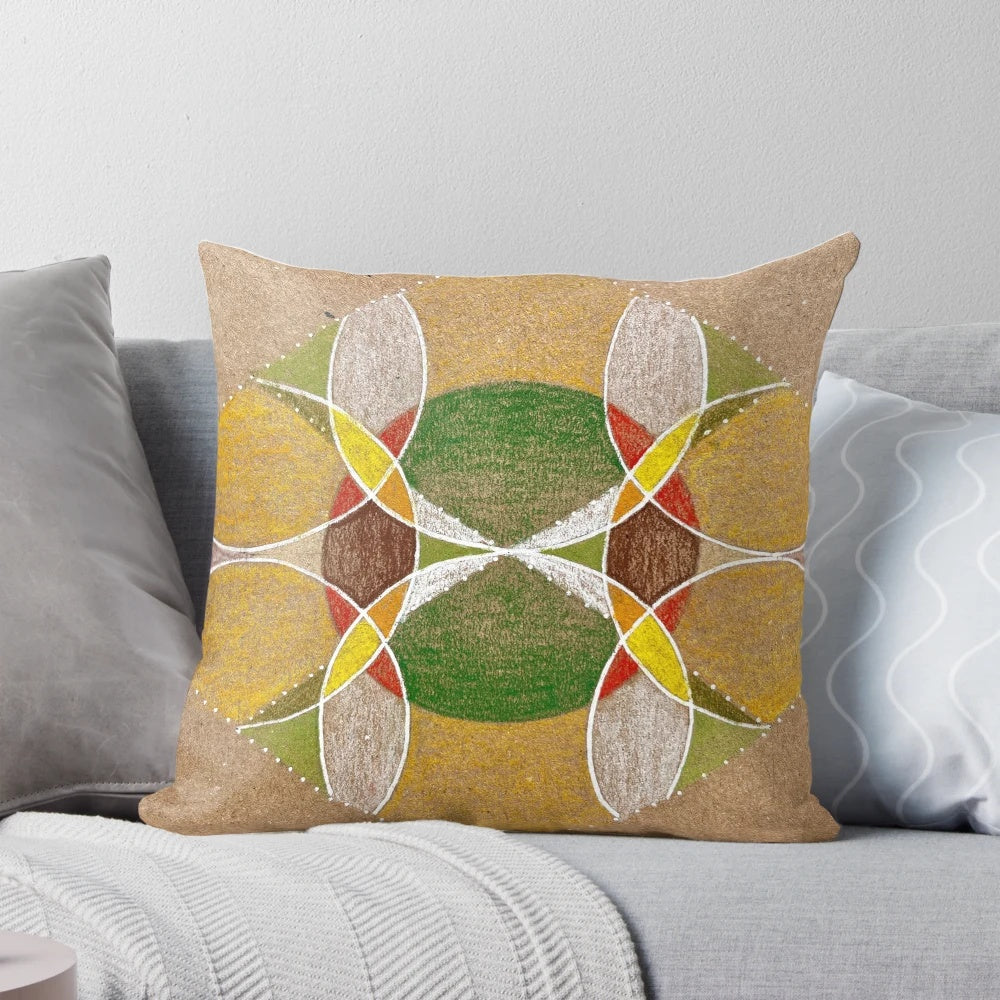 Microspaces modern minimalist decorative throw pillow in green, red, and white tones