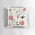 Eames era starburst and globe pattern pillow in a retro atomic inspired design