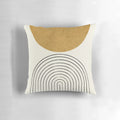 Mid century modern gold and yellow geometric pillow with abstract retro design