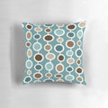 Mid century modern geometric circle atomic art print in shades of blue and brown