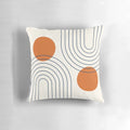 Navy blue and burnt orange geometric mid-century modern abstract pillow