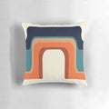 Vibrant midcentury modern rainbow pillow with 1970s-inspired design