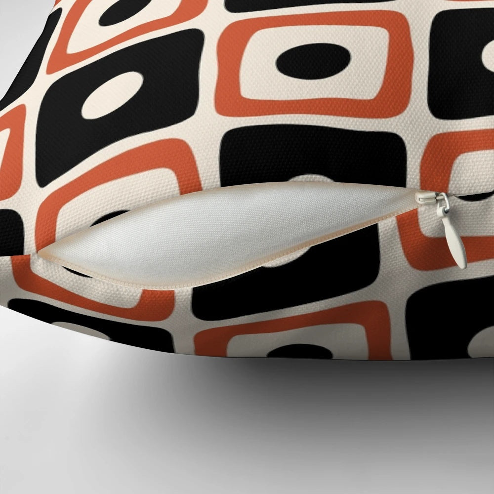 Mid century modern square dot pattern pillow with a geometric design