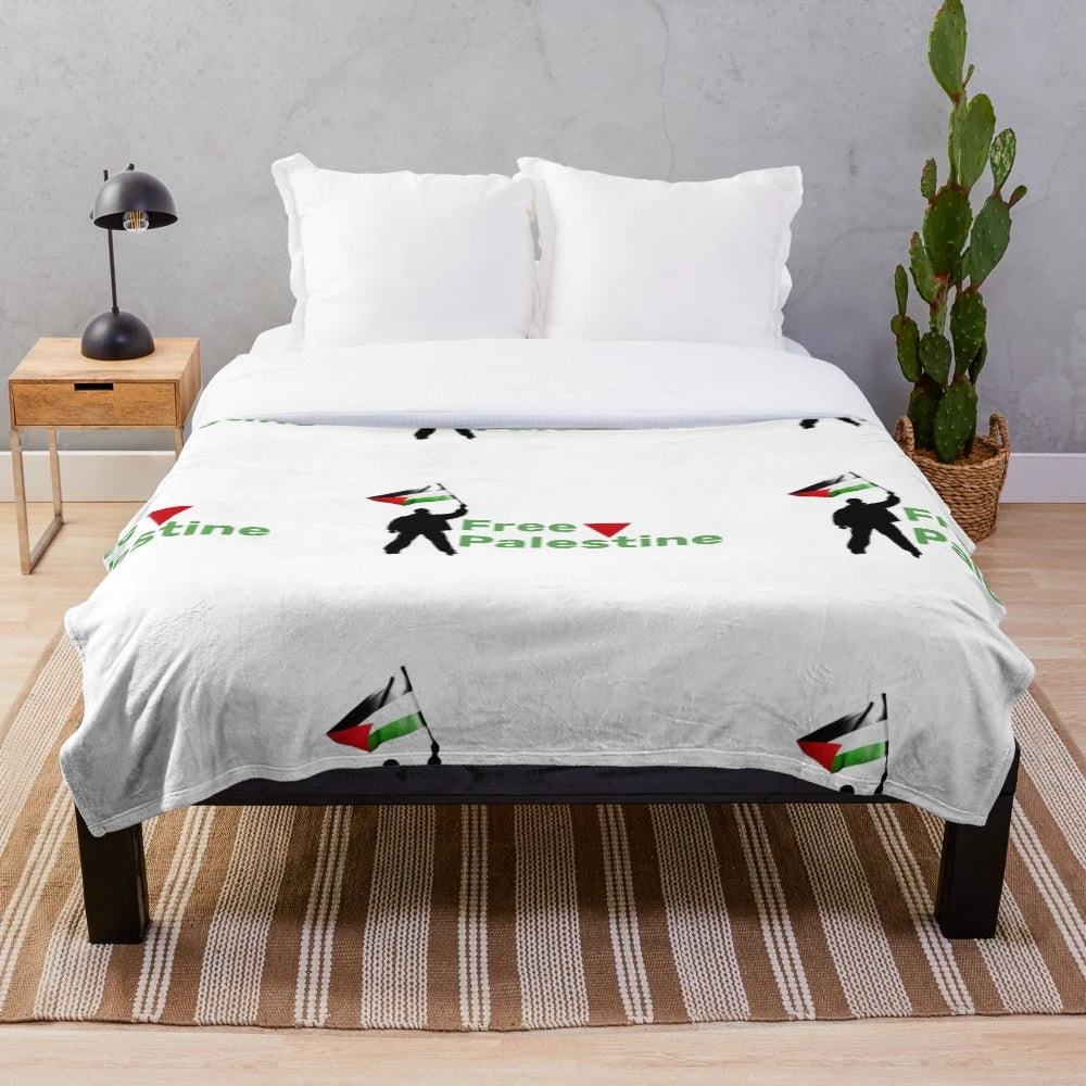 Middle East Solidarity Plush Blanket featuring Palestinian flag design