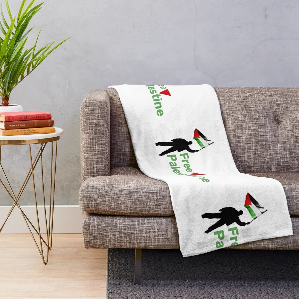 Middle East Solidarity Plush Blanket featuring Palestinian flag design