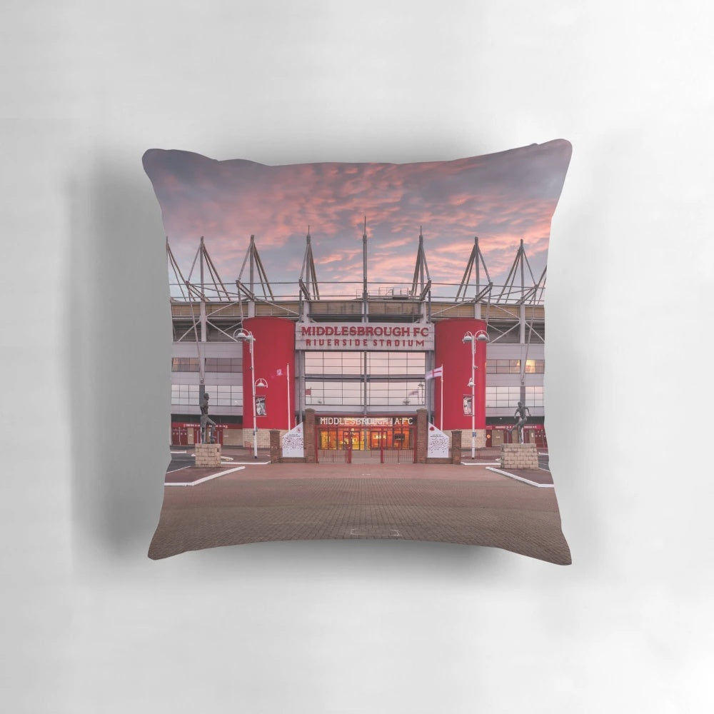 Pillow featuring the iconic Riverside Stadium, home of Middlesbrough FC